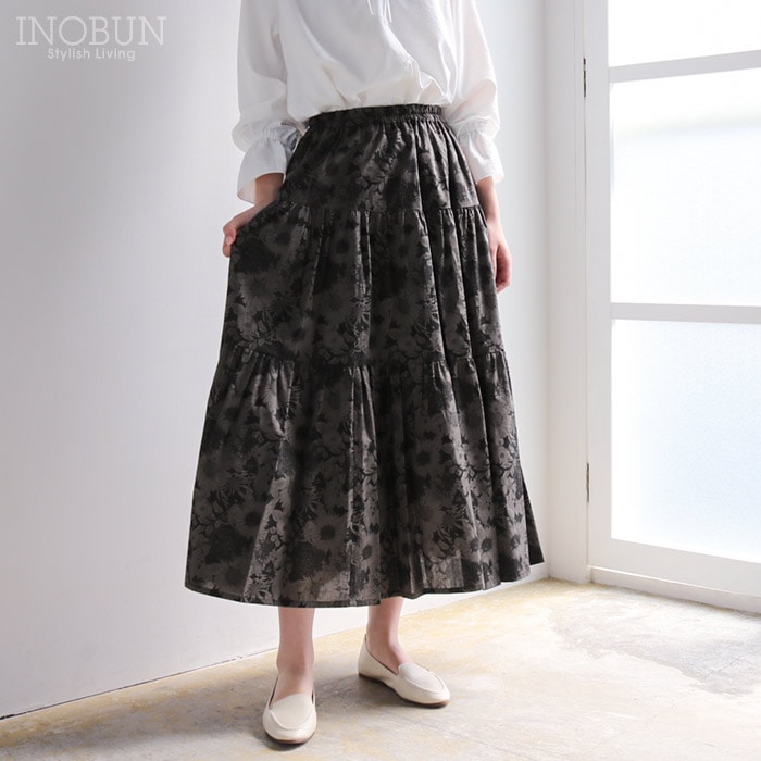 イノブン別注 Vent d'ouest リバティ ティアードスカート 38サイズ