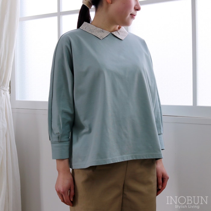 イノブン別注 Vent d'ouest リバティ襟くるみボタン THE FANCTIONAL BASIC カットソー 38サイズ Maroly サックス LIBERTY