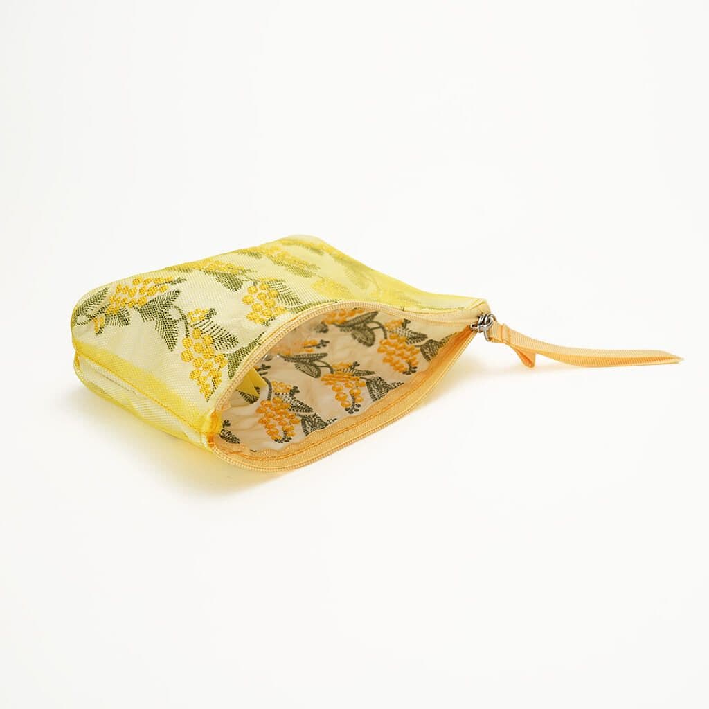 近沢レース店 マチ付きポーチS イエロー ミモザチュール小物
