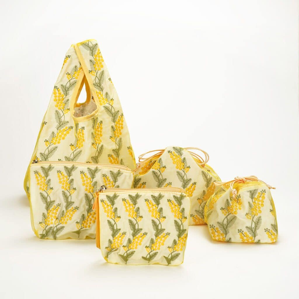 近沢レース店 マチ付きポーチS イエロー ミモザチュール小物