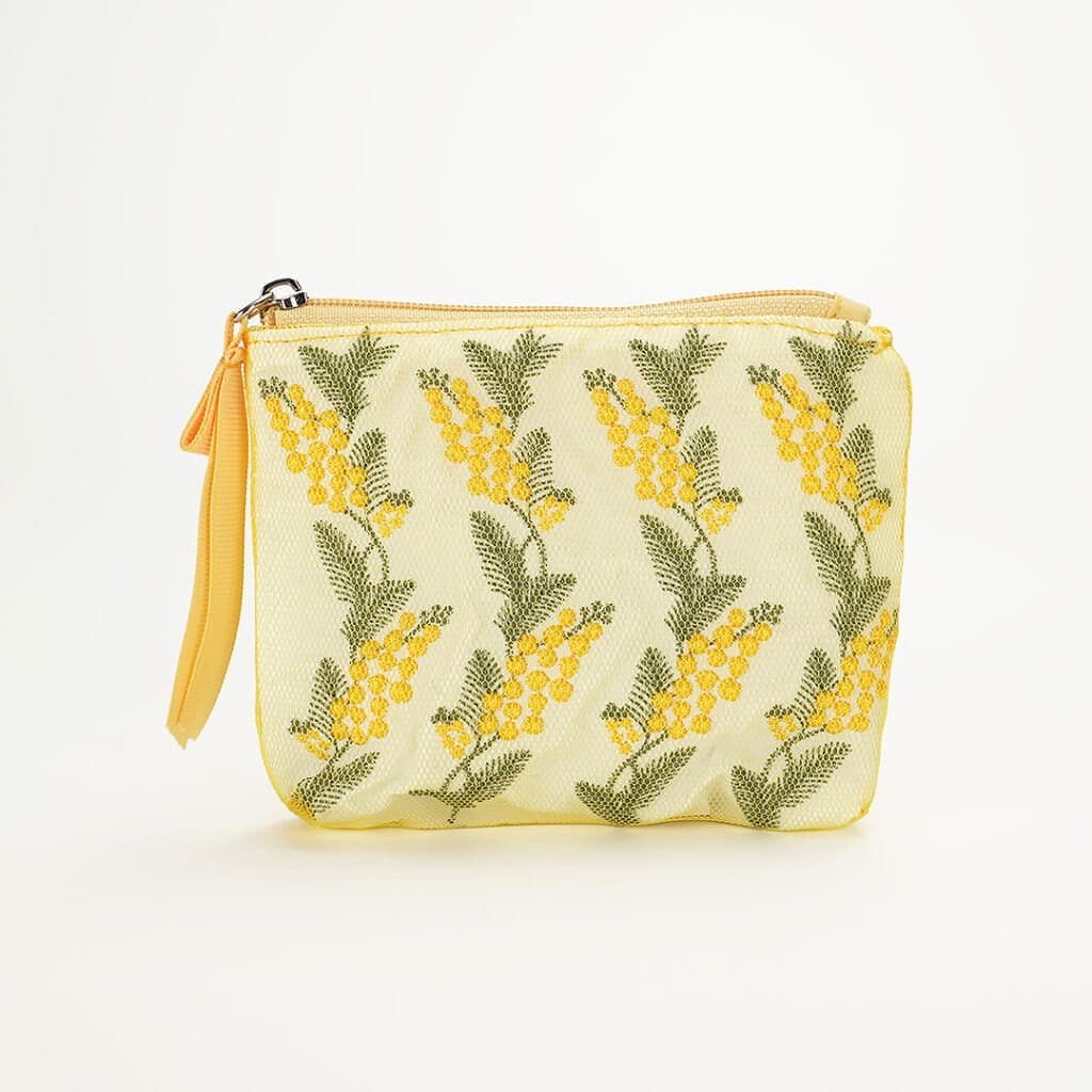 近沢レース店 マチ付きポーチS イエロー ミモザチュール小物