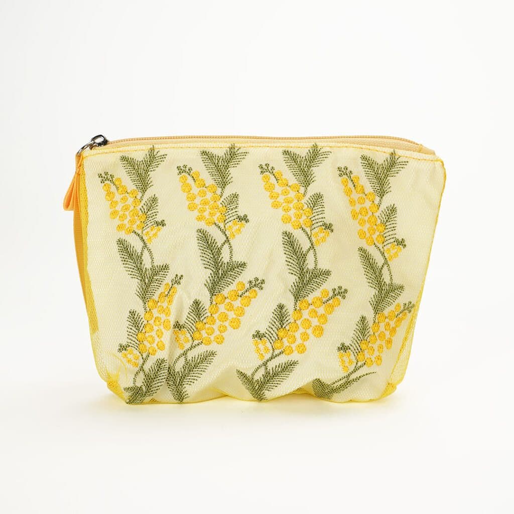 近沢レース店 マチ付きポーチM イエロー  ミモザチュール小物