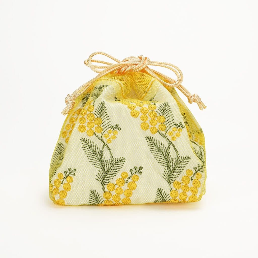 近沢レース店 巾着ポーチS イエロー  ミモザチュール小物
