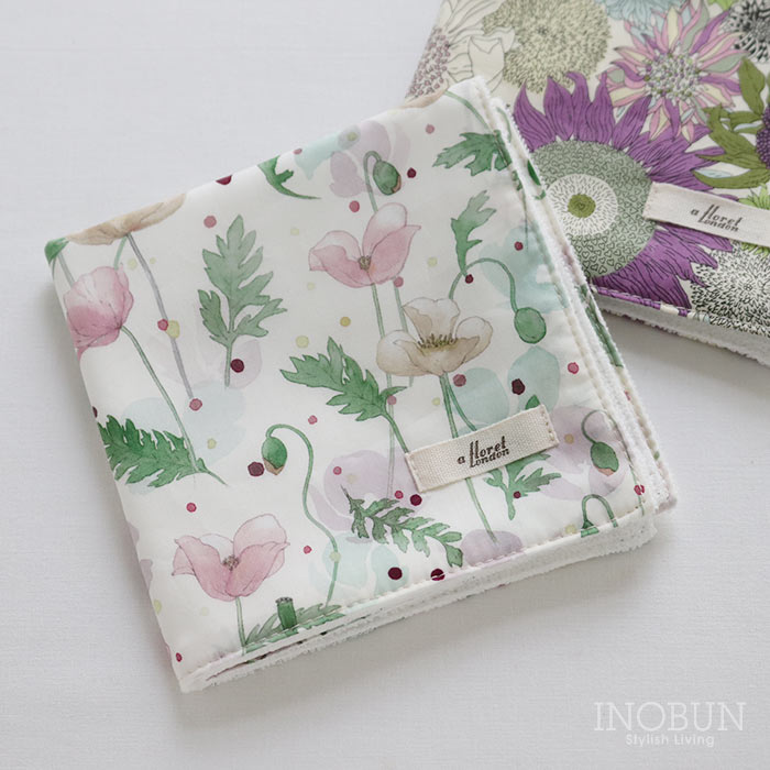 リバティ タナローンステッチハンドタオル ガーデンポピーズ GR フローレットロンドン ハンカチ Garden Poppies ギフト