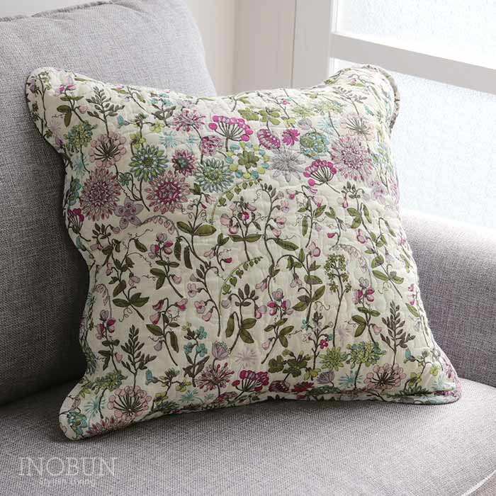 限定価格 キルト クッションカバー フラワーガーデン 45 × 45cm 花柄