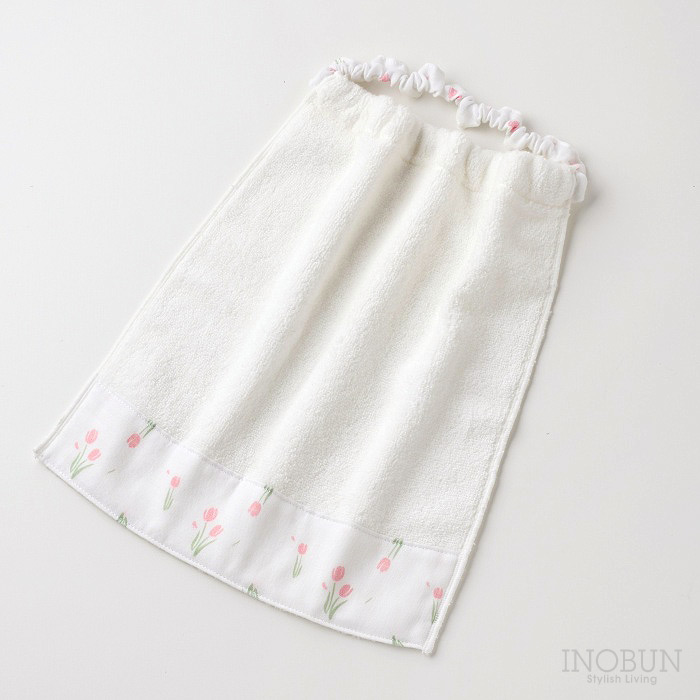 Lien de famille リヤンドファミーユ ベビー おりこうタオルエプロン ホワイト チューリップ 日本製 お食事エプロン