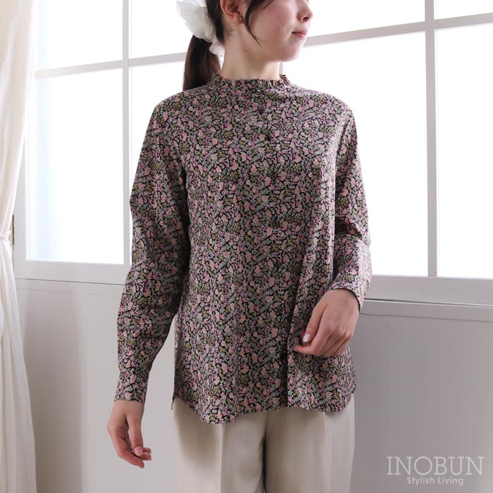 J.Sloane リバティ スタンドフリルブラウス Mサイズ 長袖 Berry Charm/J25A ベリー・チャーム LIBERTY ジェイスローアン