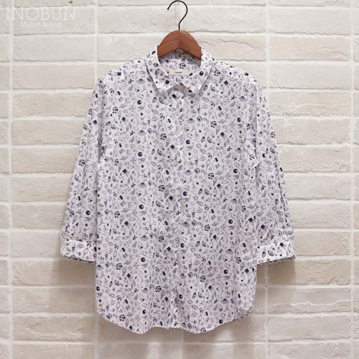 Parkes リバティ 角衿レギュラーシャツ ブラウス Mサイズ 7分袖 TEDDY