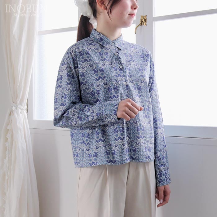 Parkes リバティ コンパクトボックスシャツ ブラウス Mサイズ 長袖