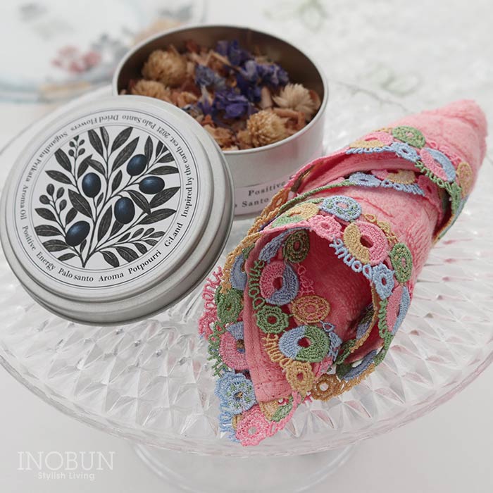 【WEB限定】ハンカチ×ポプリセット ブラックオピウム ドーナツ ピンク パロサント ポプリ Black Opium 近沢レース店