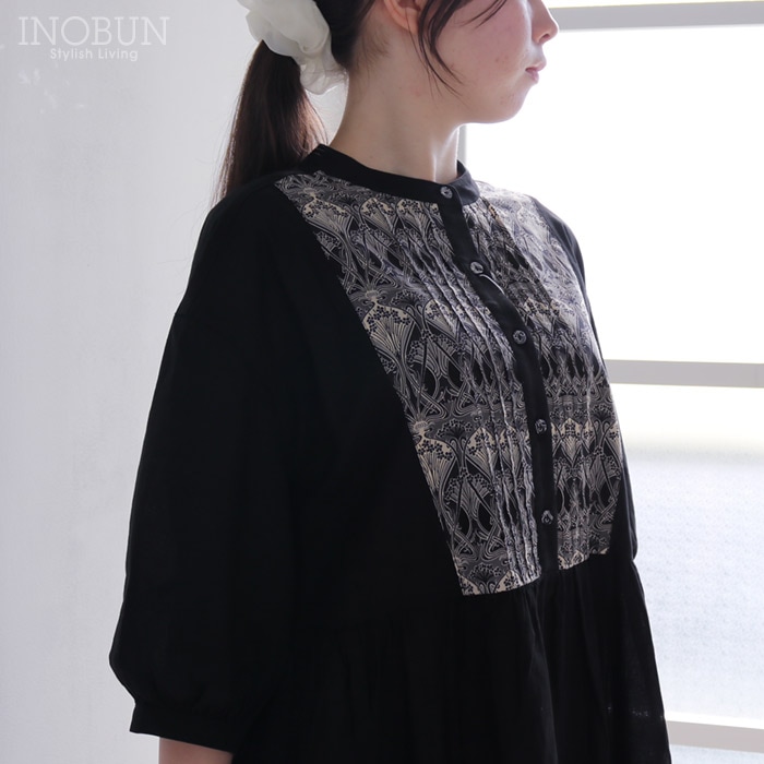 sosotto 綿麻リバティ ビブヨークワンピース Mサイズ 7分袖 Ianth