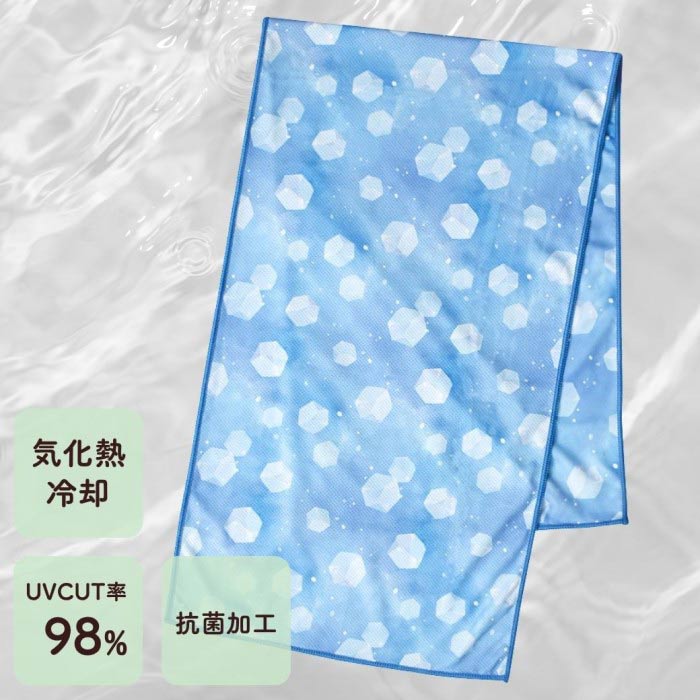 濡らして振るだけ クールタオル クリームソーダ ブルー UV加工 抗菌 気化熱 猛暑対策 熱中症対策 レジャー スポーツ アウトドア