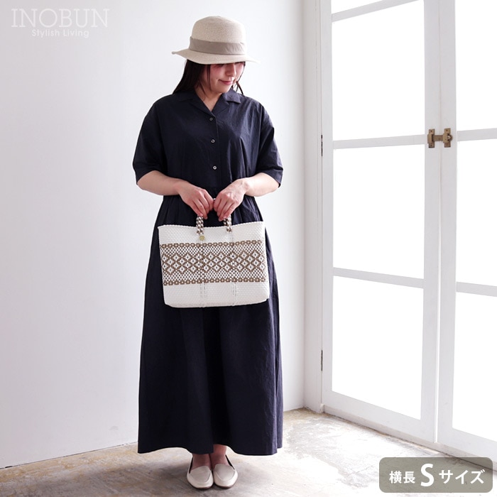 メルカド バッグ レトラ 横長Sサイズ ミモザ ホワイト x ゴールド