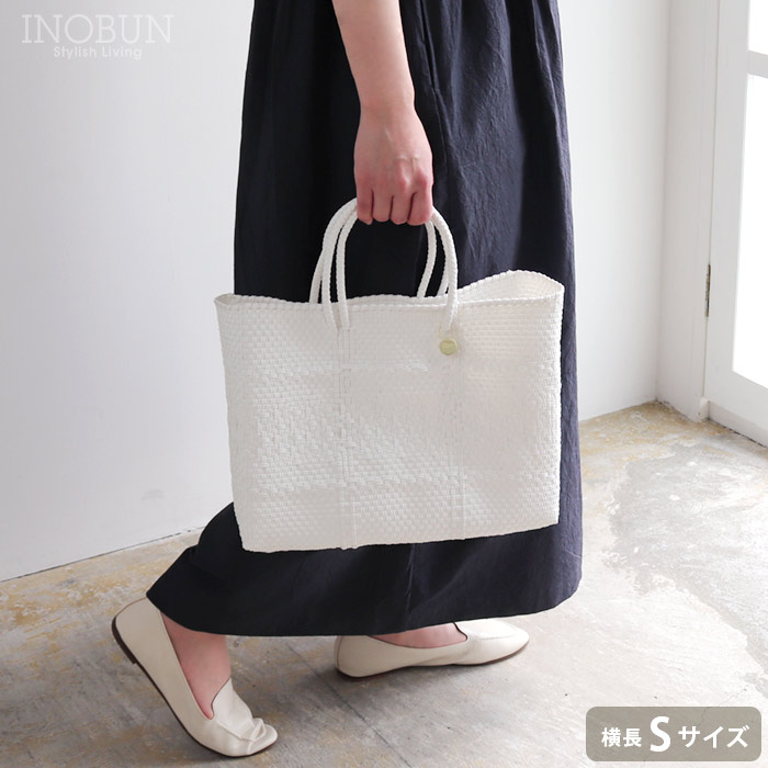 【ゆか】カゴバッグ♡メルカド♡新品♡ハンドメイド♡ メルカド バッグ レトラ 横長Sサイズ ミモザ ホワイト MIMOSA SHORT