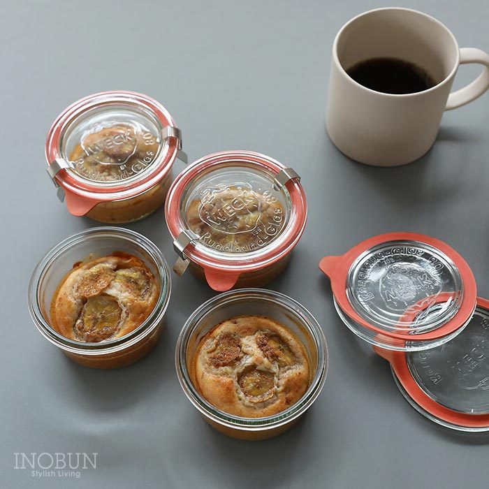 WECK GIFTBOX ギフト MOLD 140ml x 4 SET ガラスキャニスターセット ウェック（WE-S220）フタ Mサイズ 保存容器