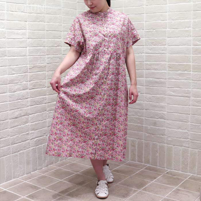 【22周年記念クーポン対象】Parkes リバティ スタンドカラードロップボックスワンピース Penstemon Rord/P23C/203 ペンステモン・ロード Mサイズ 半袖 LIBERTY パークス