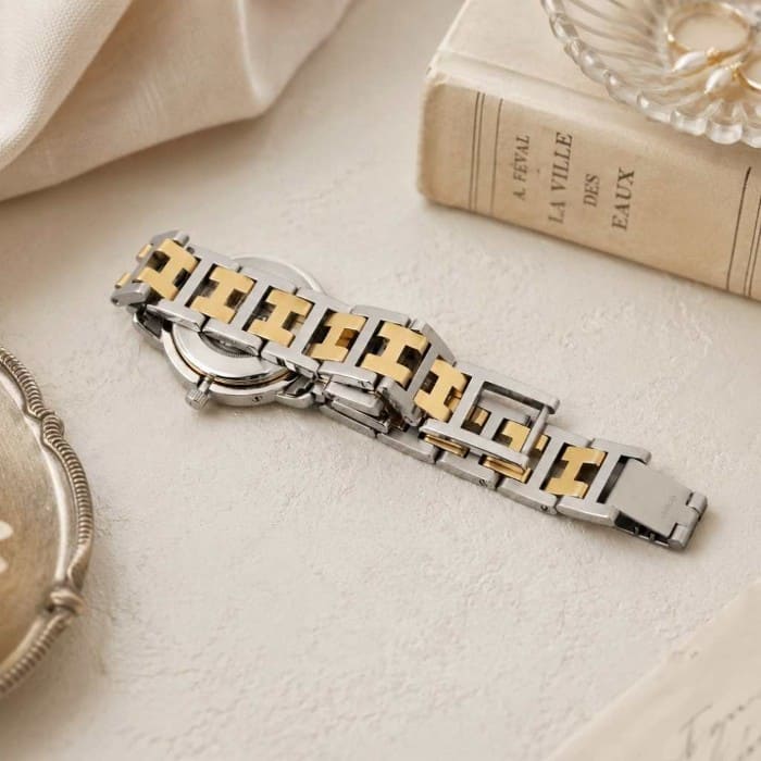 HERMES エルメス 腕時計 クリッパー アイボリー SS/GP 初期型 クォーツ