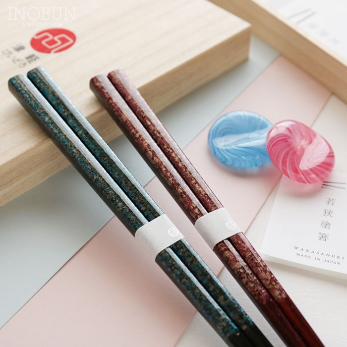 ミモザペア 箸置き付ギフト 夫婦箸 BOXセット 日本製 ご結婚祝い 新
