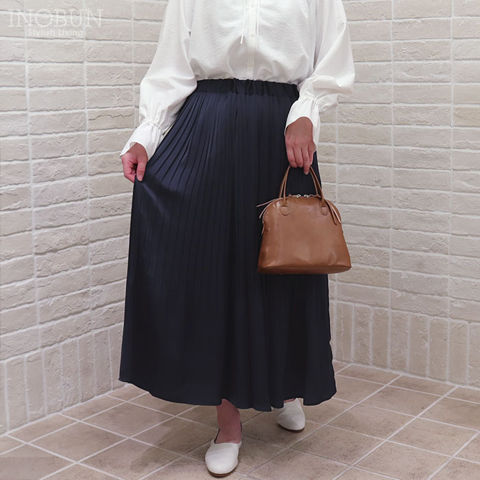 sosotto アンティークサテン消しプリーツスカート Mサイズ 84cm丈 ネイビー ソソット