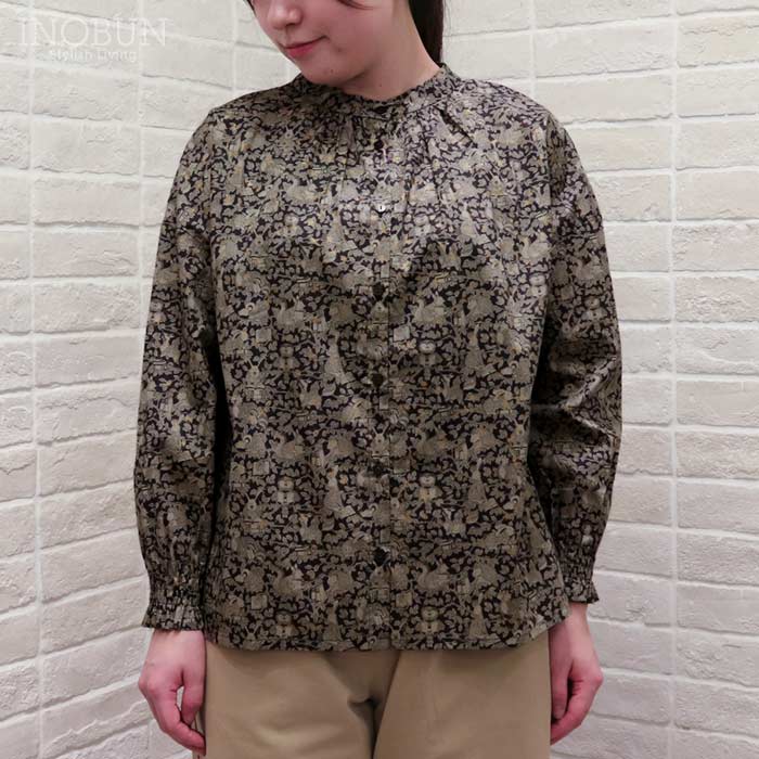 sosotto リバティタナローン 2WAY スタンドブラウス Mサイズ Starry Woodland チャコール系 スターリー・ウッドランド LIBERTY ソソット 日本製