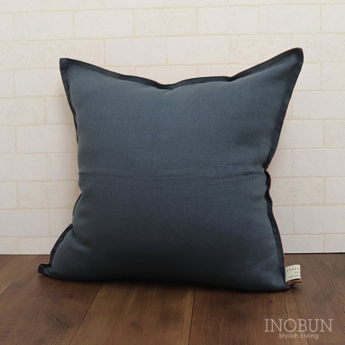 composition クッションカバー プセ 45 x 45cm インディゴ x キャロット ナトゥーラ リネン バイカラー インテリア 新生活