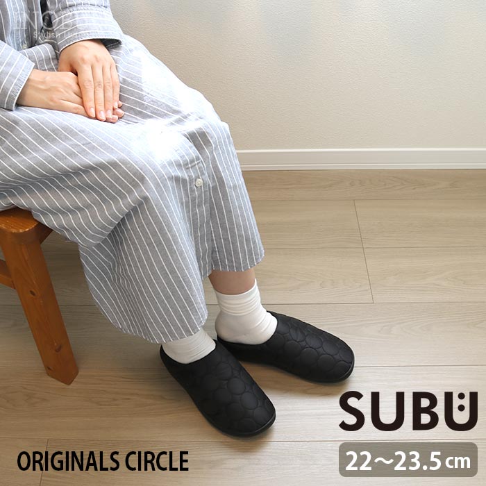 SUBU CIRCLE サンダル ブラック 0サイズ 22.0~23.5cm レディース スブ 冬用 スリッパ 起毛 中綿