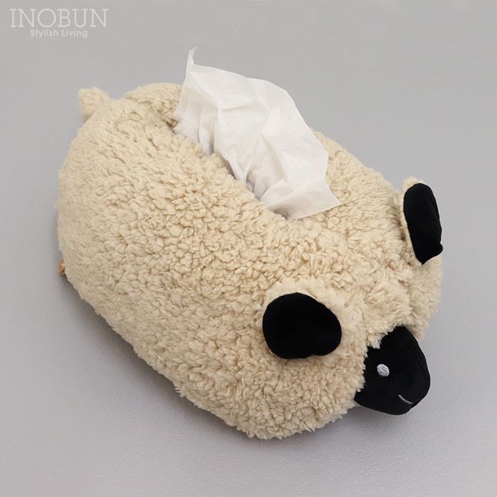 ティッシュボックスカバー fluffy sheep13 ベージュ INOBUN オリジナル