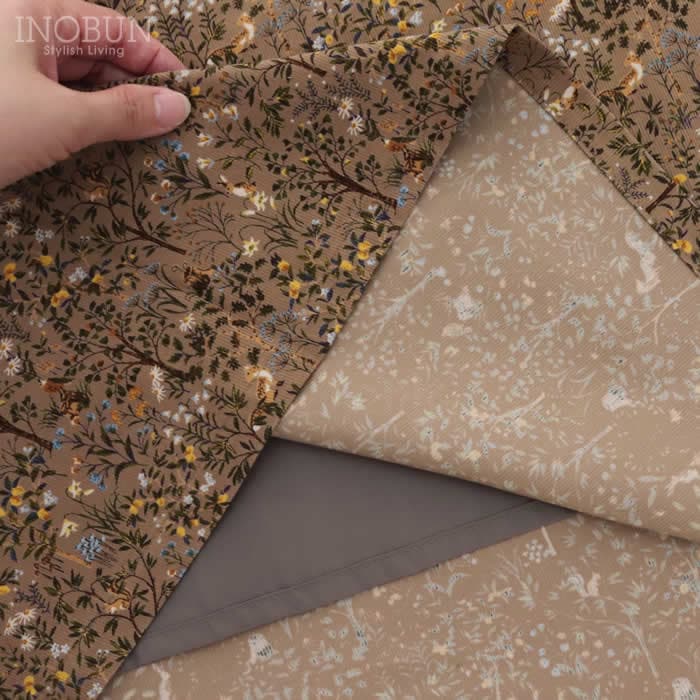 Parkes 前タックギャザースカート 21Wコーデュロイ 森の動物 ブラウン