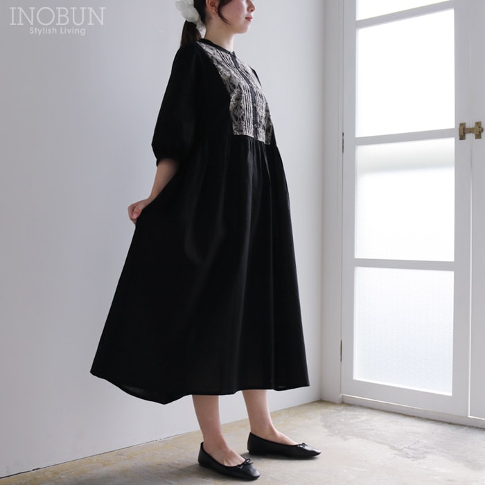sosotto 綿麻リバティ ビブヨークワンピース Mサイズ 7分袖 Ianth