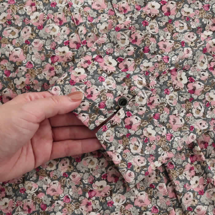 amherst リバティ Aラインギャザーワンピース 八分袖 Leila/YE