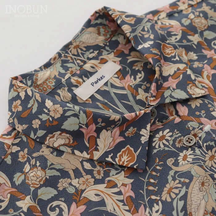 Parkes LIBERTY 共布リボン付きAラインワンピース Joan/25AU