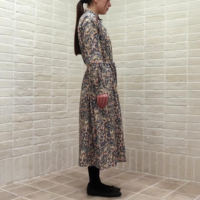 Parkes LIBERTY 共布リボン付きAラインワンピース Joan/25AU