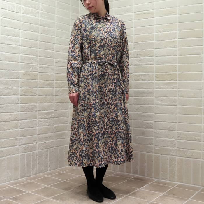 Parkes LIBERTY 共布リボン付きAラインワンピース Joan/25AU