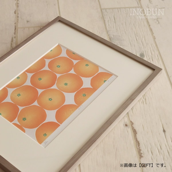 「姫林檎」、mix media，木板和紙、額装つき 姫林檎」、mix media，木板和紙、額装つき