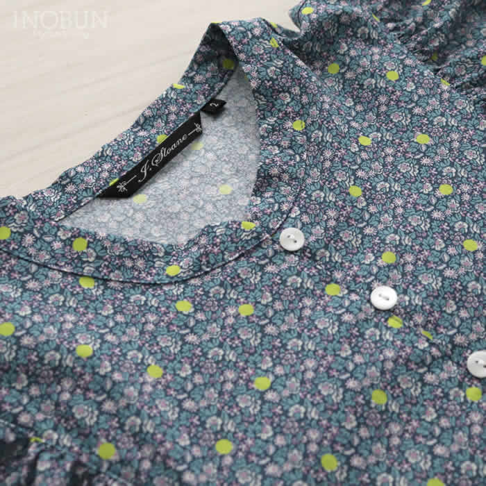 (美品)J.sloaneリバティーワンピース 再入荷予定なし】J.Sloane リバティ ラウンドカラーすっきり見え