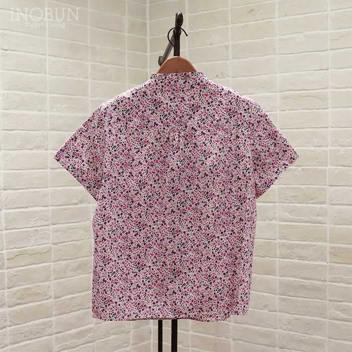 Parkes リバティ花柄 半袖ブラウス Parkes リバティ 半袖スタンドフリルブラウス Mサイズ Phoebe/SE