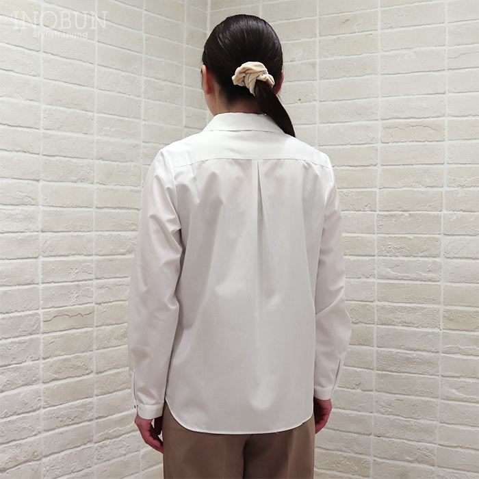 Parkes リバティくるみボタン フラット風丸衿レギュラーシャツ
