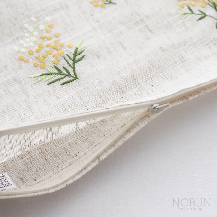 ミモザ 刺繍 クッションカバー 45 × 45cm 花柄 母の日
