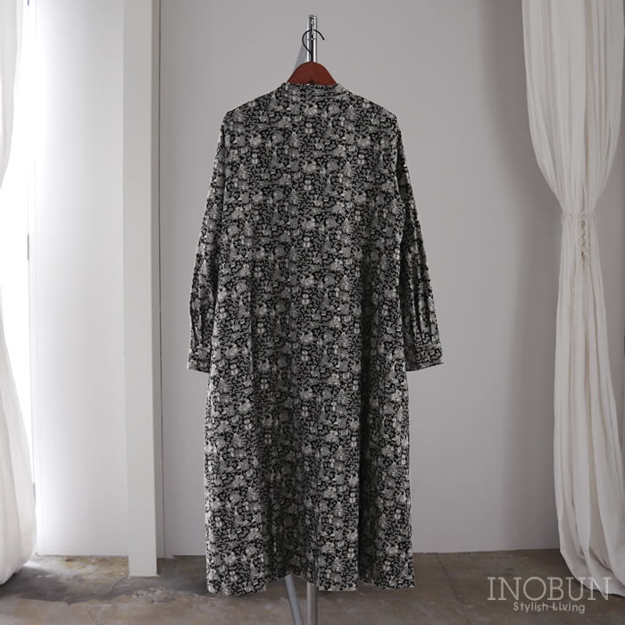 Parkes LIBERTY リバティ バンドカラーフレアワンピース エアリー