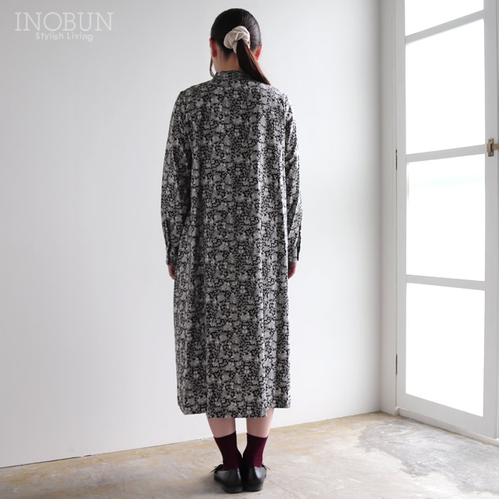 Parkes LIBERTY リバティ バンドカラーフレアワンピース エアリー