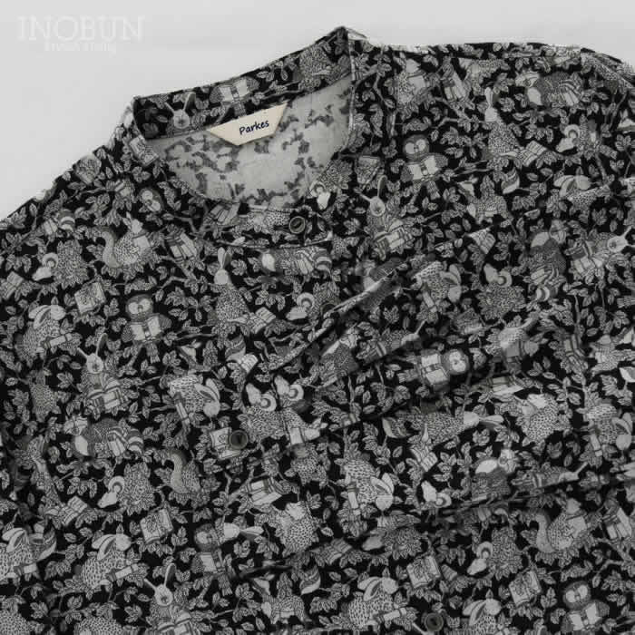 Parkes LIBERTY リバティ バンドカラーフレアワンピース エアリー