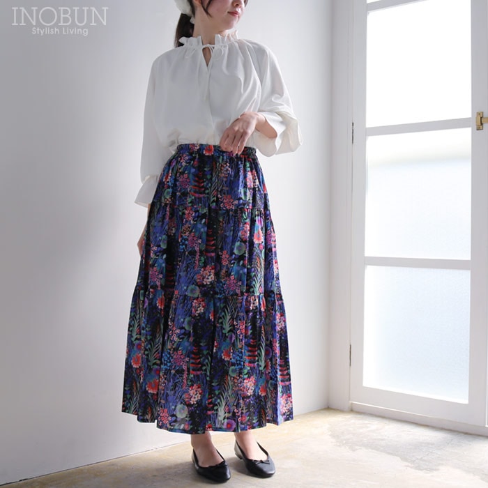 イノブン別注 Vent d'ouest リバティ ティアードロングスカート Tresco