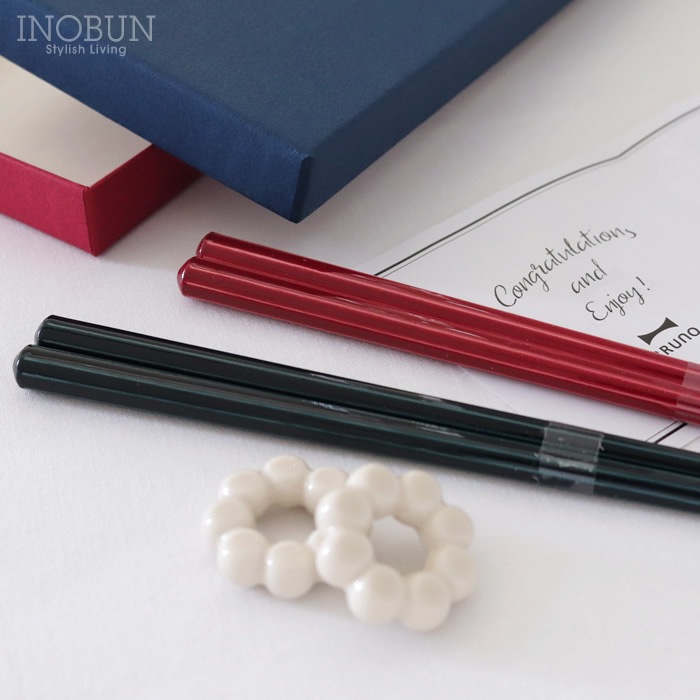 BRUNO ペア HASHI 夫婦箸＆箸置き BOXセット 日本製 レッドx