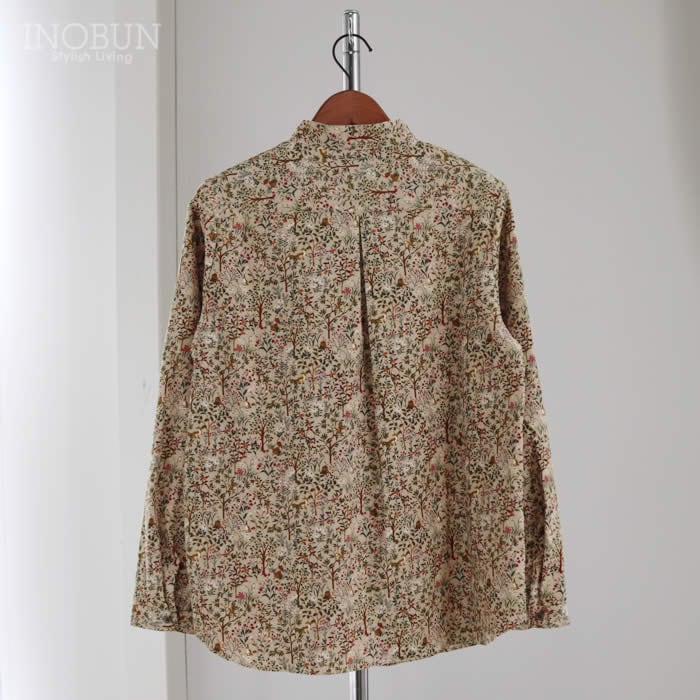 Parkes スタンドカラー レギュラーシャツ 森の動物 21Wコーデュロイ