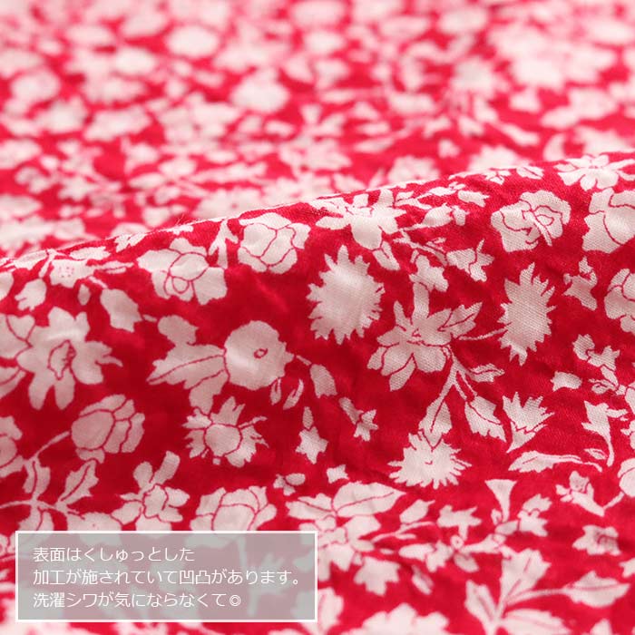 パイルハンカチ ホワイトフラワー3 レッド 花柄 日本製 イノブン