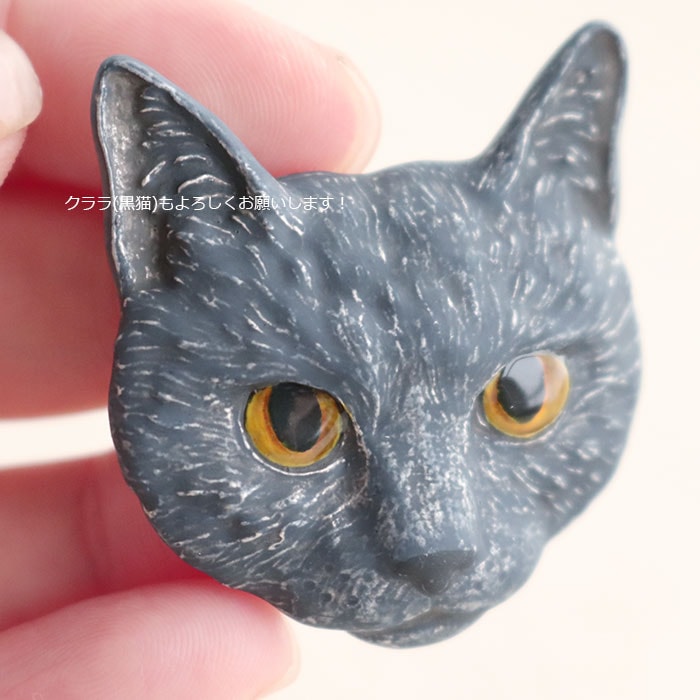 NO.963❤黒猫 三重塔 秋❤レジンへアゴム ブローチ NO.963❤