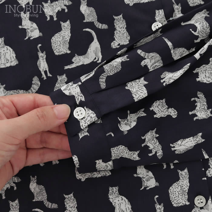 9/27再入荷】Parkes リバティ バンドカラービッグシャツ Meow/VE