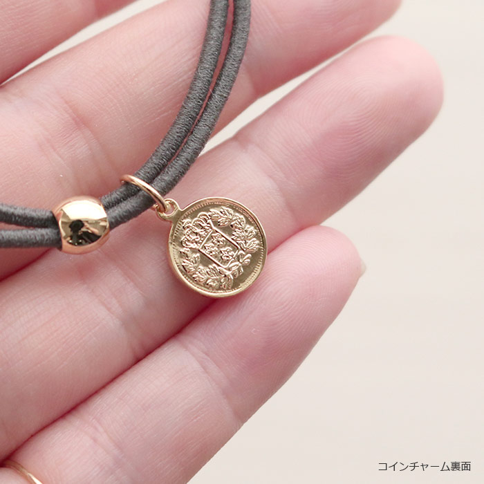 ヘアアクセサリー 2点セット ターバン・コインチャームヘアゴム グレー