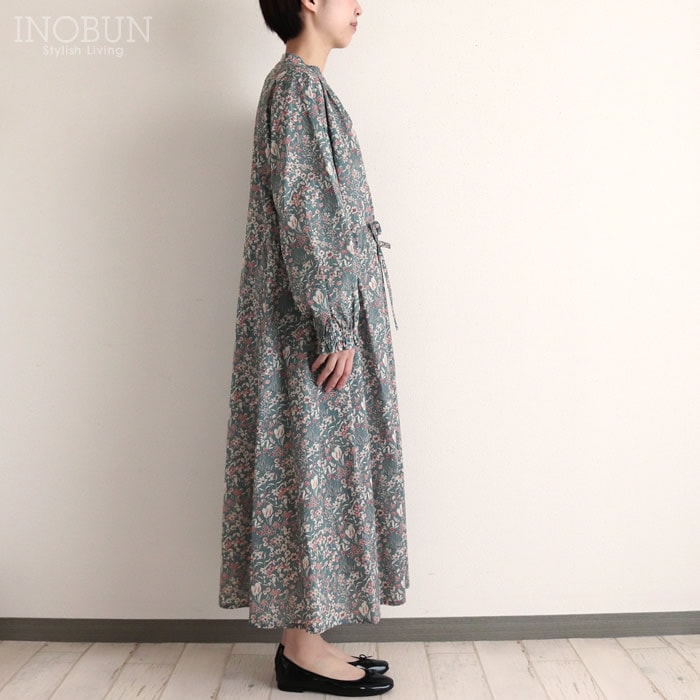Crespi リバティ ワンピース 再入荷予定なし】Crespi リバティ ドロストリボンワンピース