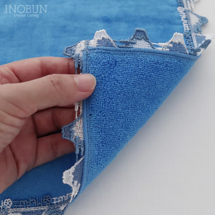 【レア】近沢レース 富士山 タオルハンカチ ハンカチ ブルー 青 9月9日販売開始】 近沢レース店 富士山 ブルー 和レース タオル